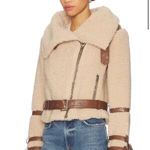 Tularosa Teddy Jacket $278 Cream with brown accents XS
